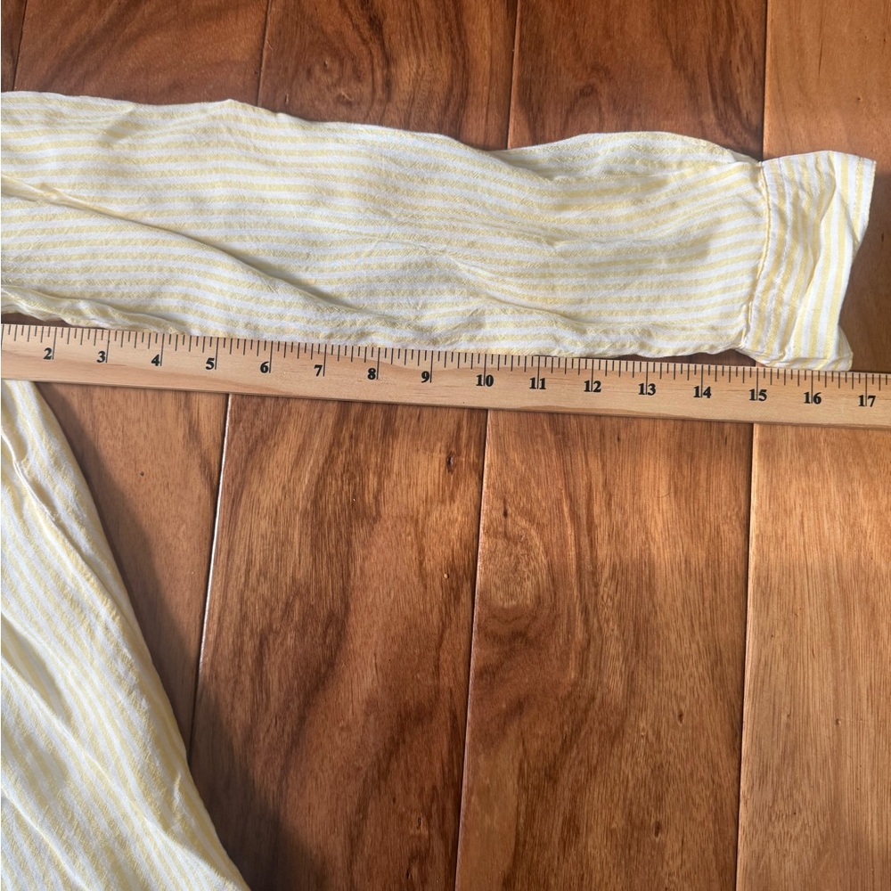 Yellow and White Striped Button up Blouse - Picture 8 of 8